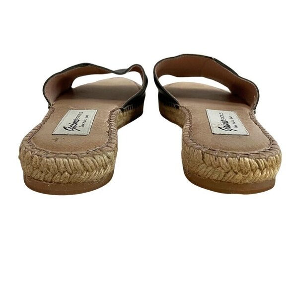 GAIMO ESPADRILLES BLACK LEATHER STRAP SLIP ON SANDALS - 10,5 - Picture 3 of 10
